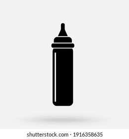 Feeding bottle icon in black flat style, baby symbol, milk bottle icon vector illustration.
