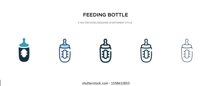 feeding bottle icon in different style vector illustration. two colored and black feeding bottle vector icons designed in filled, outline, line and stroke style can be used for web, mobile, ui