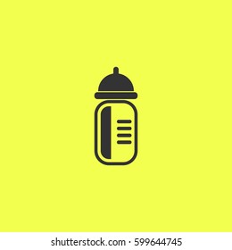 Feeding bottle icon flat. Black pictogram on white background. Vector illustration symbol and bonus button