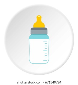 Feeding bottle icon in flat circle isolated vector illustration for web