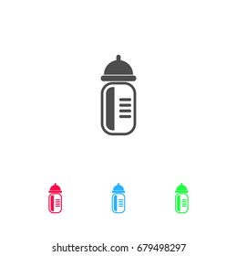 Feeding bottle icon flat. Color pictogram on white background. Vector illustration symbol and bonus icons