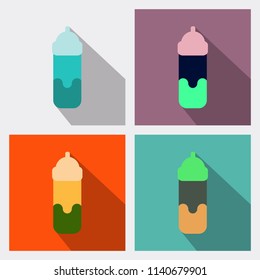 Feeding bottle icon. Flat illustration of feeding bottle vector icon for web on green background. Kids milk in bottle