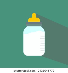 Icono de botella de alimentación. Ilustración plana del icono del vector del biberón de alimentación del bebé para la web en el fondo liso.