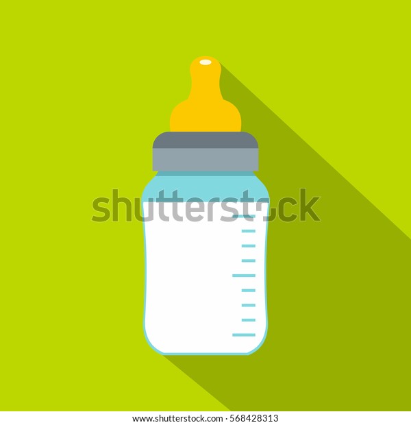 哺乳瓶のアイコン 緑の背景に供給ボトルのベクター画像アイコンの平らなイラスト のベクター画像素材 ロイヤリティフリー
