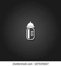 Feeding bottle icon flat. Simple White pictogram on black background with shadow. Vector illustration symbol