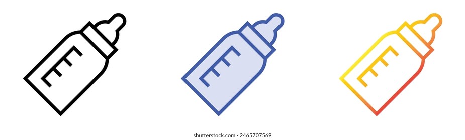 feeding bottle icon. Linear, Blue Fill and Gradient Style Design Isolated On White Background