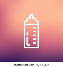 Feeding bottle icon thin line for web and mobile, modern minimalistic flat design. Vector white icon on gradient mesh background.