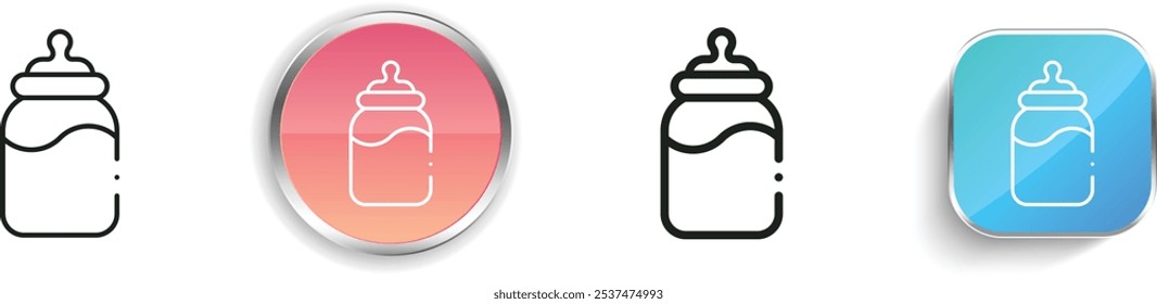 Icono de la botella de alimentación. Diseño de estilo lineal delgado, regular y de Botón aislado sobre fondo blanco