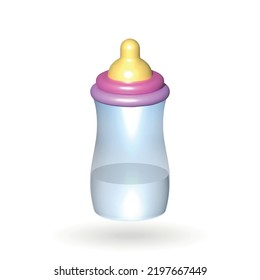 Icono del vector 3d aislado de la botella de alimentación. ilustración 3d del biberón de alimentación para bebés.