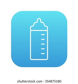 Feeding bottle line icon for web, mobile and infographics. Vector white icon on the blue gradient square with rounded corners isolated on white background.