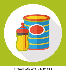 Feeding bottle and milk flat icon
