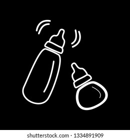 Feeding bottle milk vector sketch icon isolated on background. Hand drawn feeding bottle icon vector.