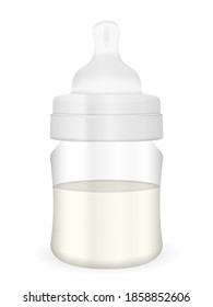 Fütterung der Flasche auf weißem Hintergrund. Vektorgrafik.