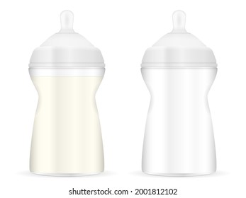 Feeding bottle set on a white background. Vector illustration.