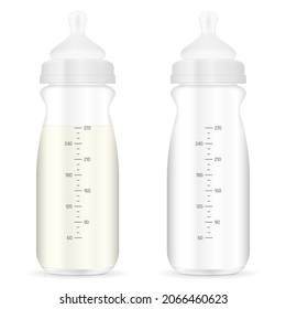 Feeding bottle set on a white background. Vector illustration.