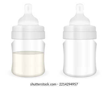 Frasco de alimentación colocado sobre un fondo blanco. Ilustración vectorial.