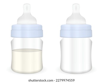 Feeding bottle set on a white background. Vector illustration.
