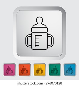 Feeding bottle thin line flat vector related icon set for web and mobile applications. It can be used as - logo, pictogram, icon, infographic element. Vector Illustration. 