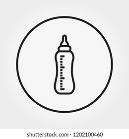 Feeding bottle. Universal icon for web and mobile application. Vector illustration on a white background. Editable Thin line.
