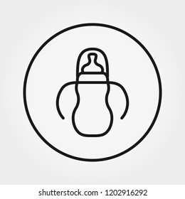 Feeding bottle. Universal icon for web and mobile application. Vector illustration on a white background. Editable Thin line.
