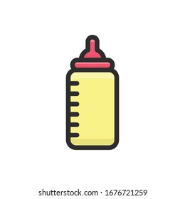 Feeding Bottle vector filled color outline icon. 