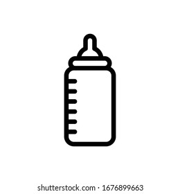 Feeding Bottle Vector Outline Illustration. Baby Toys Icon.