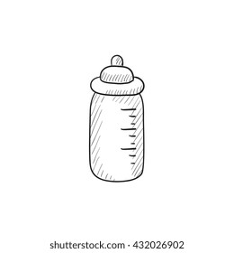 Icono de esbozo vectorial de botella alimentador aislado en el fondo. Icono del frasco de alimentación dibujado a mano. Icono de boceto de botellas de alimentación para infografía, sitio web o aplicación.