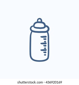 Feeding bottle vector sketch icon isolated on background. Hand drawn Feeding bottle icon. Feeding bottle sketch icon for infographic, website or app.