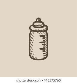 Icono de esbozo vectorial de botella alimentador aislado en el fondo. Icono del frasco de alimentación dibujado a mano. Icono de boceto de botellas de alimentación para infografía, sitio web o aplicación.