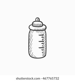 Feeding bottle vector sketch icon isolated on background. Hand drawn Feeding bottle icon. Feeding bottle sketch icon for infographic, website or app.