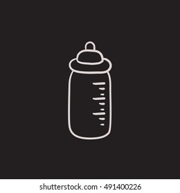 Feeding bottle vector sketch icon isolated on background. Hand drawn Feeding bottle icon. Feeding bottle sketch icon for infographic, website or app.