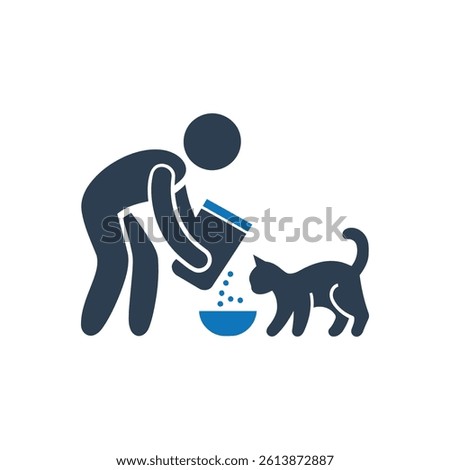 Feeding Cat Icon On White Background