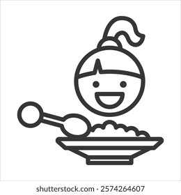 Feeding Child Icon Vector Illustration Outline