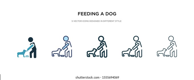 feeding a dog icon in different style vector illustration. two colored and black feeding a dog vector icons designed in filled, outline, line and stroke style can be used for web, mobile, ui