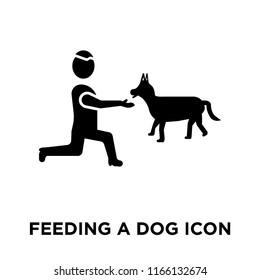 Feeding a dog icon vector isolated on white background, Feeding a dog transparent sign