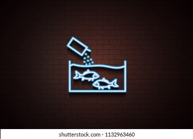 feeding fish in an aquarium icon in Neon 