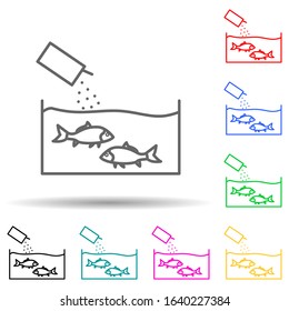 feeding fish in an aquarium multi color style icon. Simple thin line, outline vector of fish production icons for ui and ux, website or mobile application