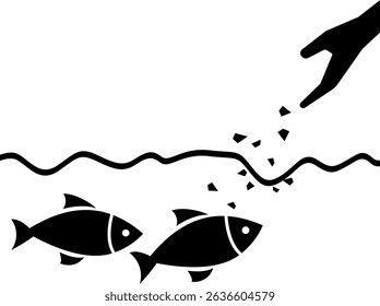 Feeding fish icon. Animal signs and symbols.