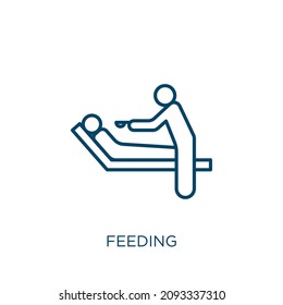 feeding icon. Thin linear feeding outline icon isolated on white background. Line vector feeding sign, symbol for web and mobile