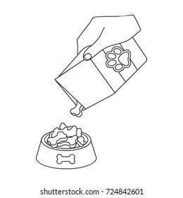 Feeding a pet, feed in a bowl. Pet,dog care single icon in outline style vector symbol stock illustration web.
