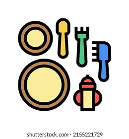 feeding play set color icon vector. feeding play set sign. isolated symbol illustration