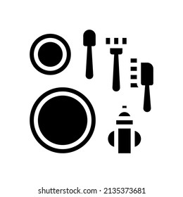 feeding play set glyph icon vector. feeding play set sign. isolated contour symbol black illustration