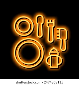 feeding play set neon light sign vector. feeding play set illustration