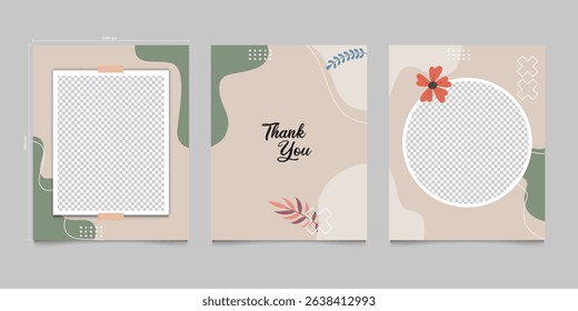 feeds social media template with soft color, pastel theme, natural