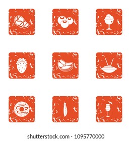 Feedstuff icons set. Grunge set of 9 feedstuff vector icons for web isolated on white background