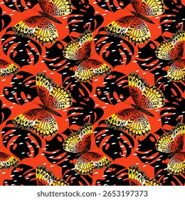 Feehand butterfly pattern background. butterfly vactor design for background, wallpaper, carpet, wrapping, fabric, textile fashion wearing.