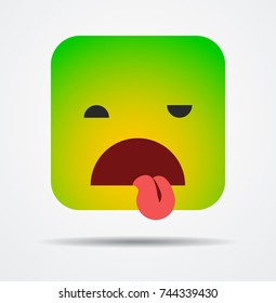 Feel bad square emoticon in a flat design