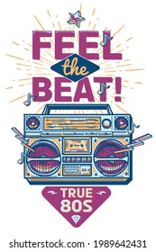 Feel The Beat -  Funky Decorative Music Design With Boom Box