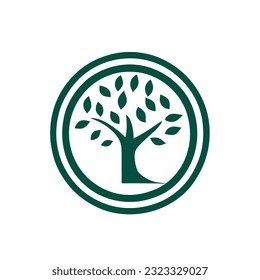 Feel the calm and everlasting serenity with the Evergreen Serenity logo. This Circle Badge Tree Logo represents strength and stability, perfect for businesses seeking a nature-inspired brand identity