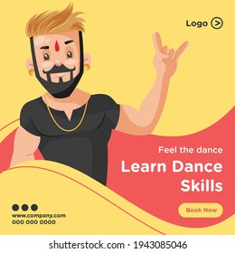 Feel the dance and learn dance skills banner design. Vector graphic illustration.